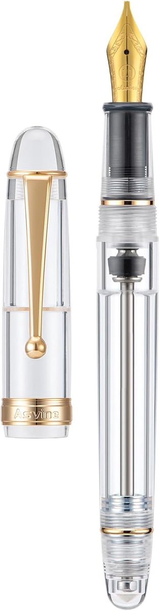 Asvine V126 Vacuum Fountain Pen Fountain Pen, Clear Demonstrator Acrylic Stub Nib 1.1mm Calligraphy Art Drawing with - ShopVlot