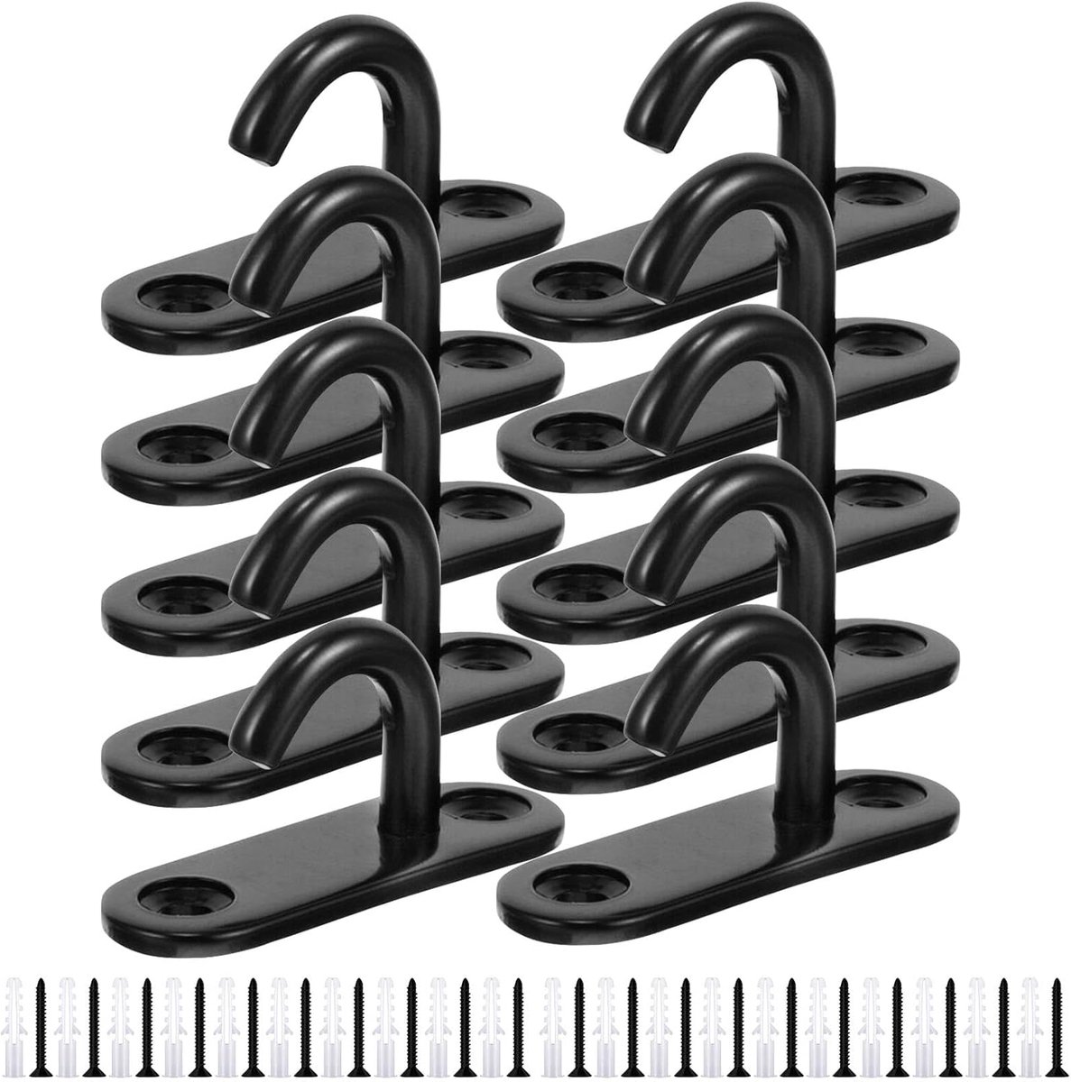 SnelShoppen - 10 Stuks Plafondhaak Set - Ronde Oogplaat Haak voor Ophangen - Roestvrijstalen Bevestigingshaak voor Buiten en Binnen - Ideaal voor Tuin