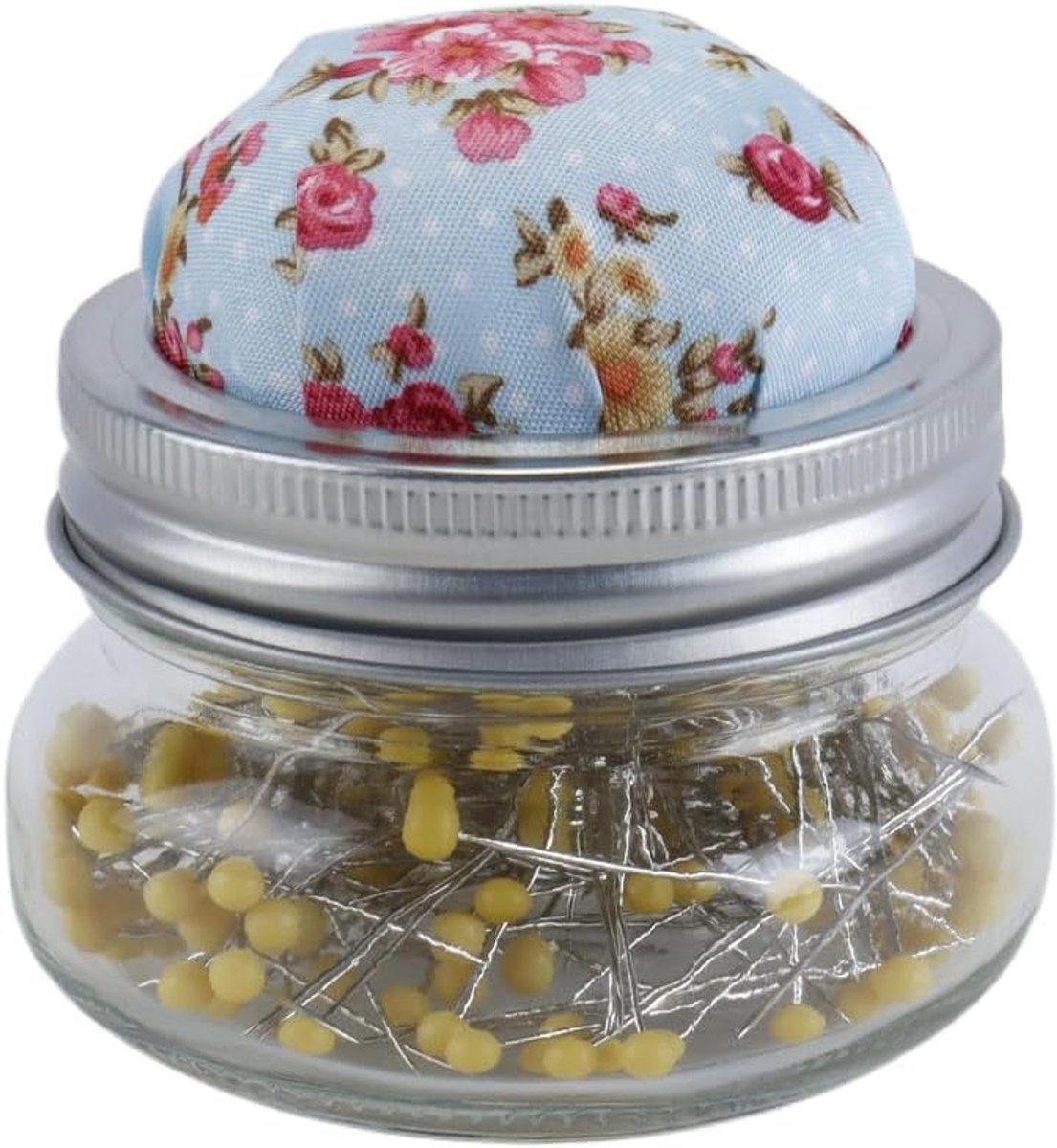 SnelShoppen - Naaldkussen Glazen Fles Rond Parelkopspelden Houder Katoen 200 Stuks DIY Pakket Decoratieve Naaigerei Accessoires