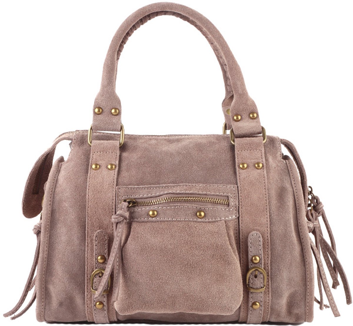 Giuliano suede handtas Delphine - Dames - Made in Italy - Taupe