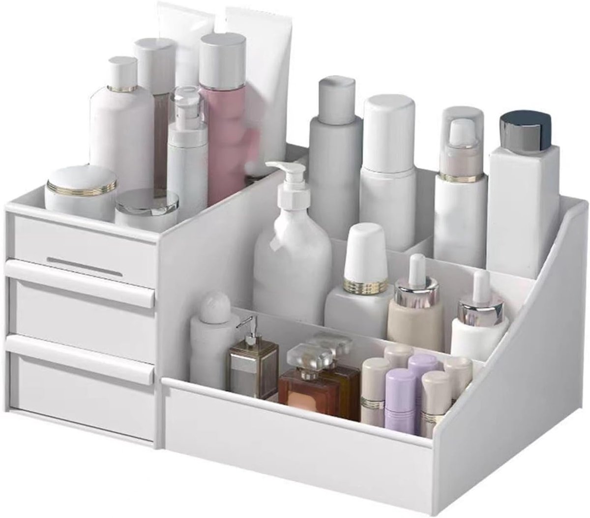 SnelShoppen - Make-up Organizer met Lades - Plastic Desktop Make-up Opbergdoos - Multi-compartimenten Cosmetica Opberg Organizer voor Kaptafel