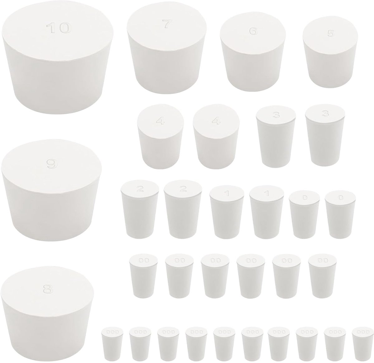 Rubber stops lab set 32 stuks - 13 verschillende maten - solide rubber - perfecte afdichting - ShopVlot