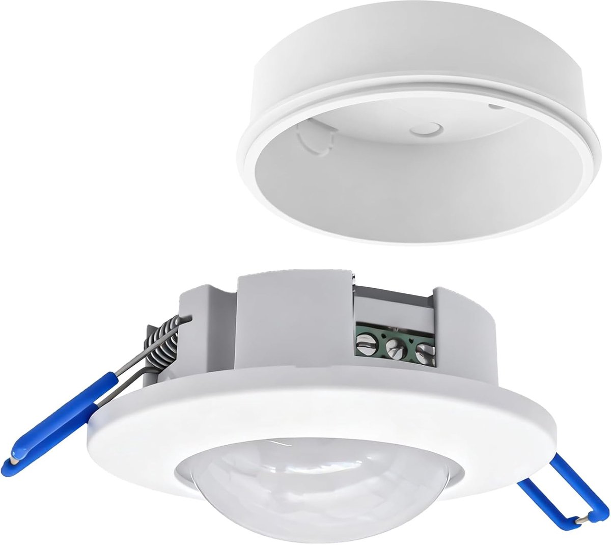 SnelShoppen - Bewegingssensor Plafond Binnen, Inbouw & Opbouw, Aanwezigheidsdetector met Instelbare Tijd 10s - 10min, Bereik 6m/360° Infraroodsensor,