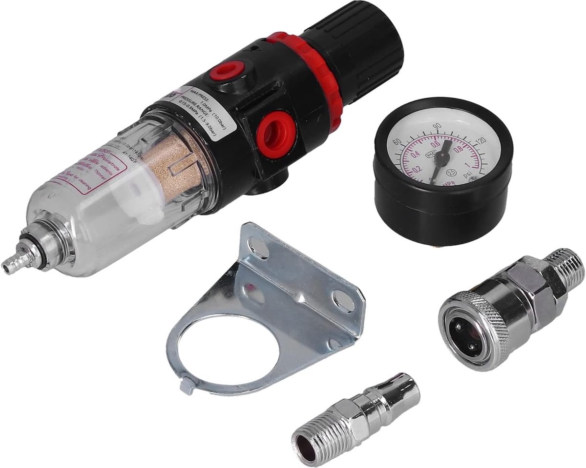 SnelShoppen - 1/4 Luchtcompressor, Filter Regulator Compressor In Line, Twin Source Behandeling met Valse Smering, Waterdruk, Vocht- en Oliescheider K