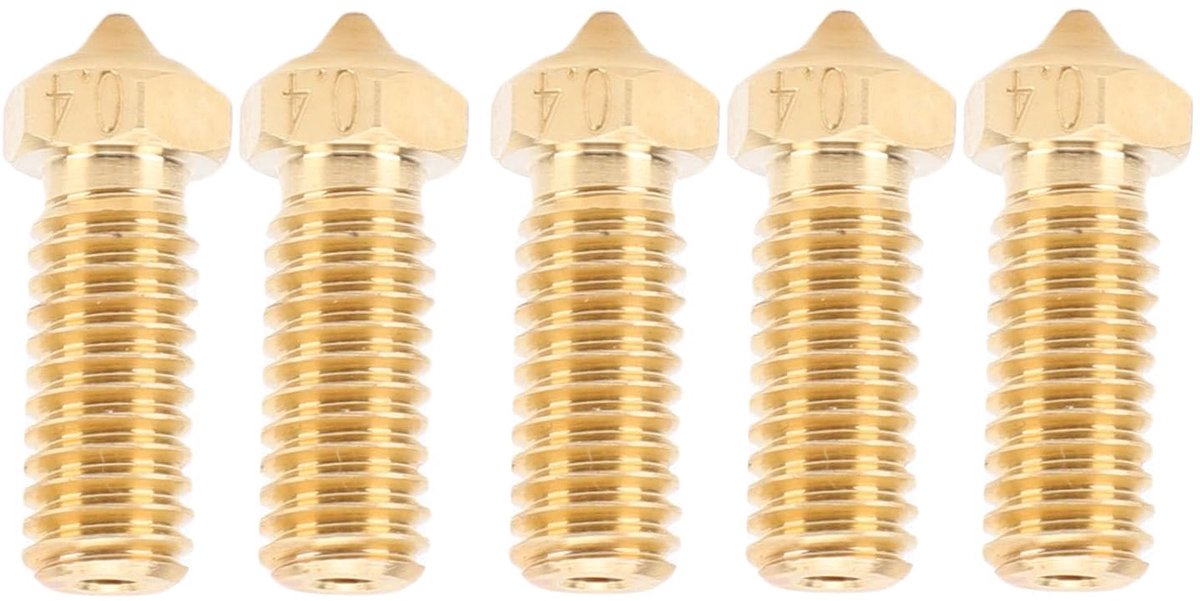 SnelShoppen - 5 Stuks 0.4mm Messing Hot End Nozzles voor 3D Printer - Vervangingsonderdelen voor Stabiele Extrusie en Eenvoudig Schoonmaken