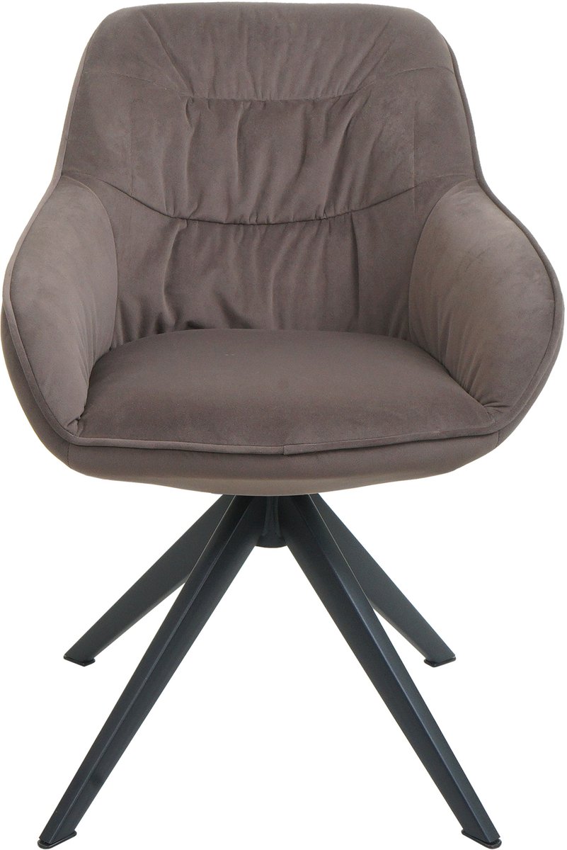 Set van 6 eetkamerstoelen MCW-K28, keukenstoel gestoffeerde stoel met armleuningen, draaibaar, metaal ~ stof/textiel bruin