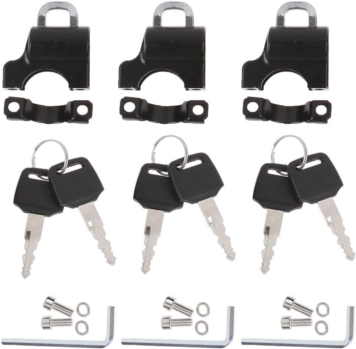3 Universal Motorcycle Helmet Locks, BOSOIRSOU 22mm-26mm, Anti-Theft Protection for Aluminium Alloy Helmet, Padlock - ShopVlot