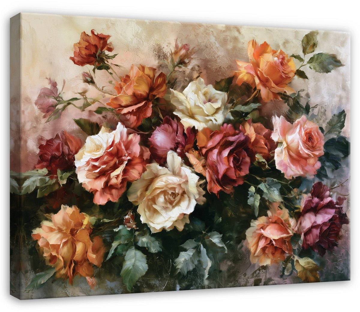 WALLARENA Canvas schilderij 100x70 cm - pastelrozen in glamourstijl Meerkleurig