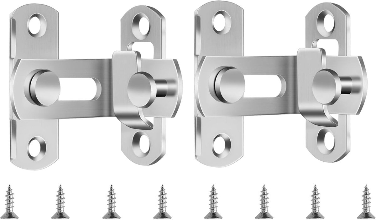 Haakse Deurslot - Zilver - 70 x 24 mm - Roestvrij Staal - Voor Deuren in Huis en Tuin