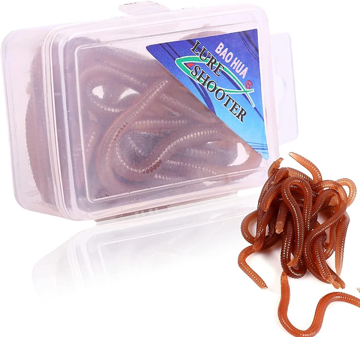 SnelShoppen - Earthworm Rode Wormen Zachte Vissnoeren, Aantrekkelijke Honing Wormen, Verpakking van 2, Lifelike Vissersaas, Rubber, Voor Verschillende
