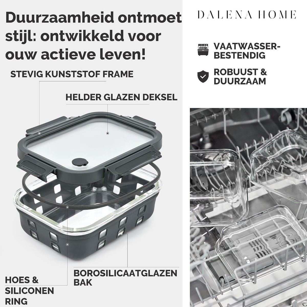 Meal Prep Bakjes - Glazen Containers - Voedsel Bewaren - Lekvrij & Stapelbaar - Set 3x1520ml - Transparant — cadeau in Cadeau-ideeën - foto 3