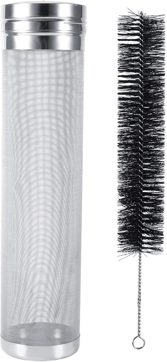 SnelShoppen - Hopfilter Voor Thuisbrouwen - Roestvrijstalen Hopfilter Cartridge - 7x29cm - Micron Mesh Voor Nauwkeurige Filtratie - Duurzaam en Corros