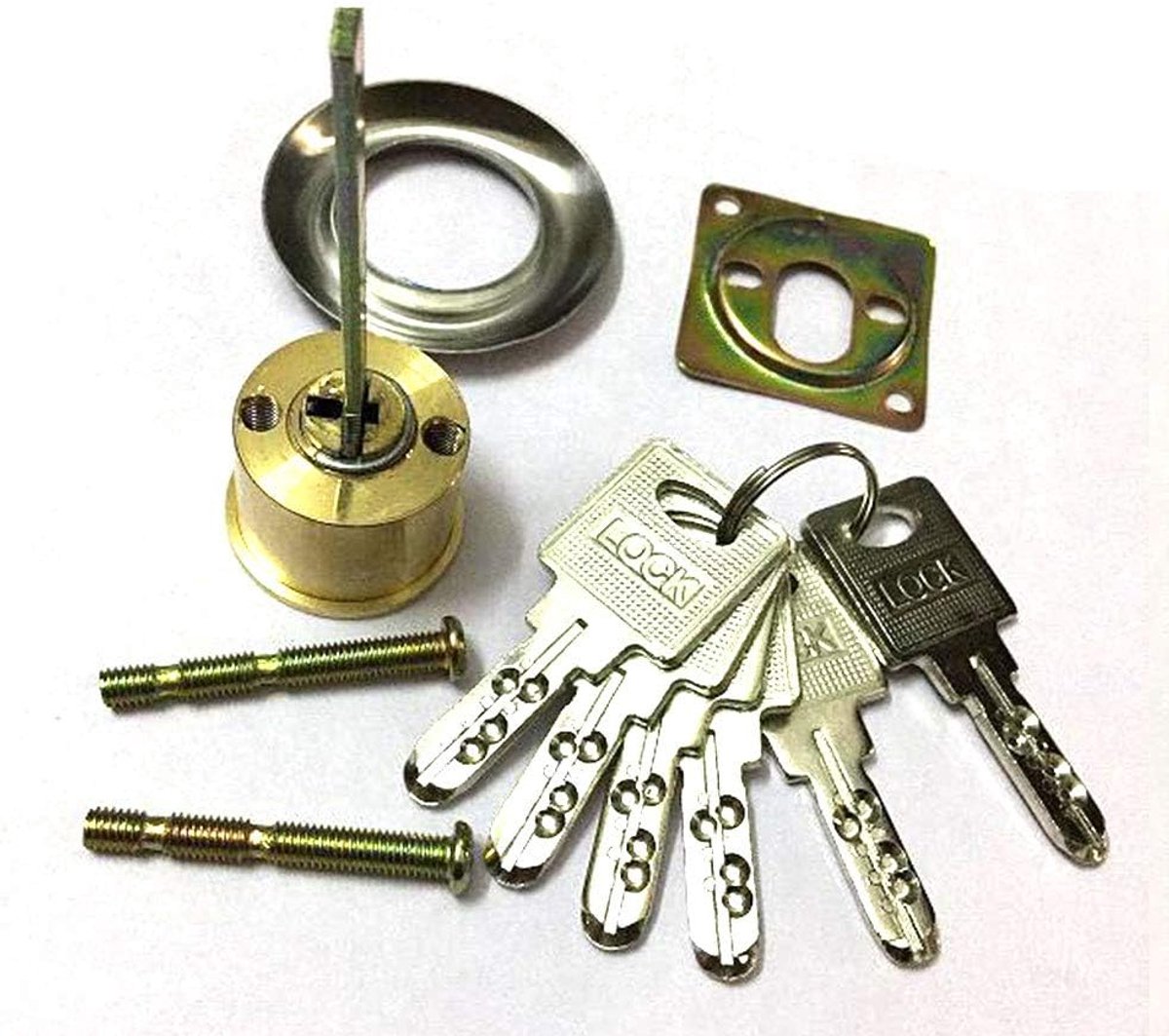 SnelShoppen - Vervangende Rim Cilinder Messing Vervangingsmortise Slot Cilinder Deur Nachtsluiting met 6 Sleutels voor Links- en Rechtsdraaiende Deure