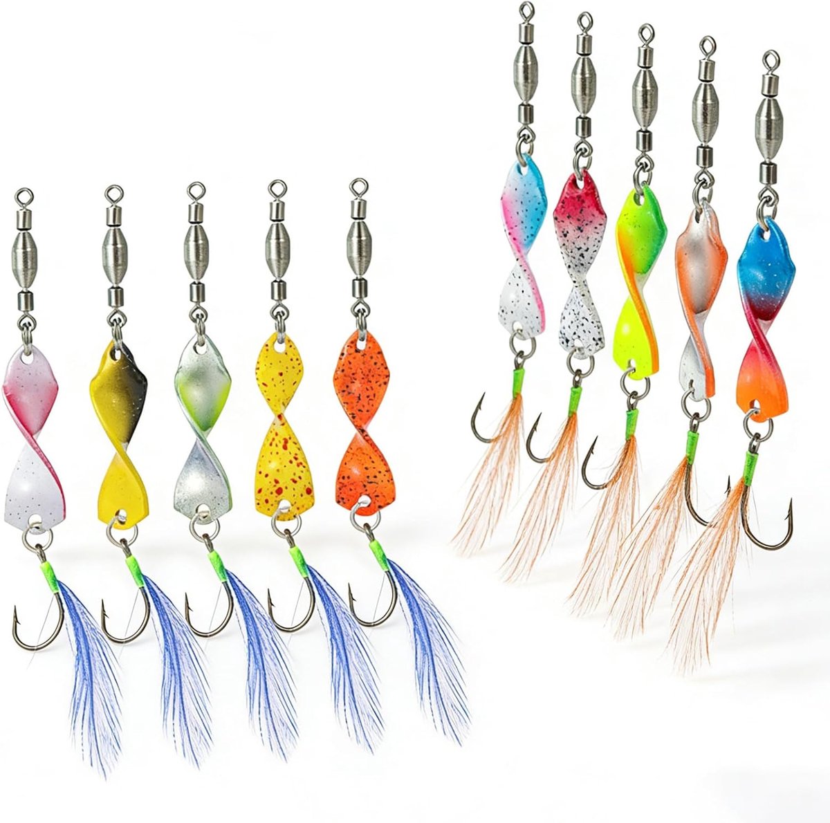 Twistlepels forel 3 g set - UV-actief - 10 stuks met rolling swivels - Ideaal voor forelvissen - SnelShoppen