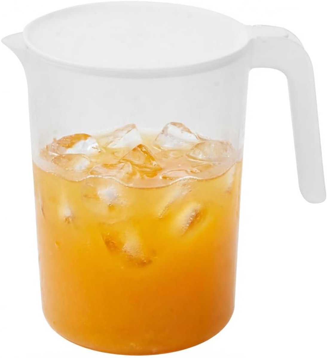 SnelShoppen - Grote plastic kan met deksel voor warme en koude dranken, sap, melk, limonade, koffie, ijsthee - 2000ml - Beige - Ideaal voor keuken, tu