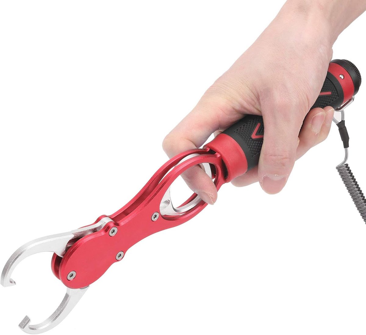 Aluminium Visklem met Ingebouwde Weegschaal en Anti-Slip Grip - Visgrijper Rood