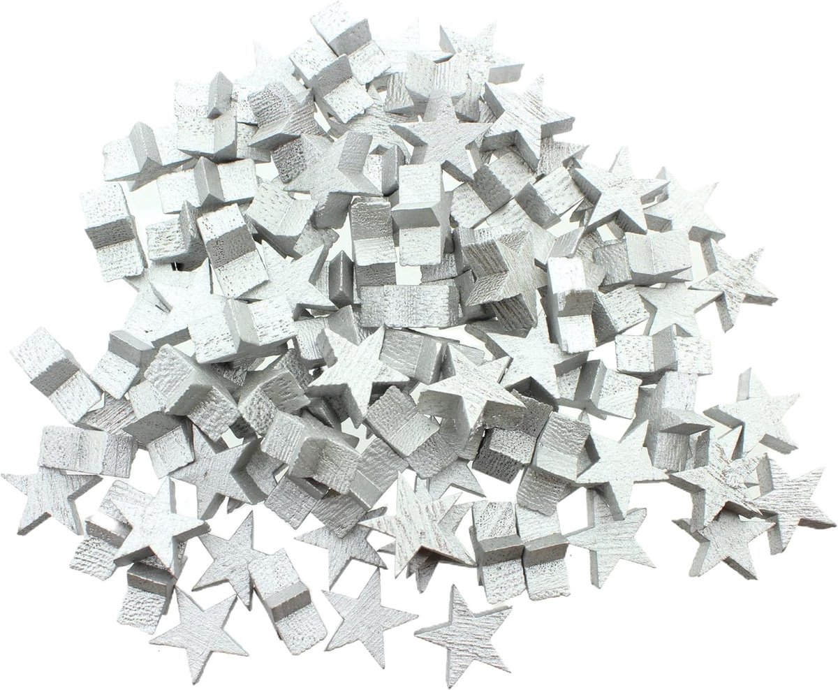 SnelShoppen - 3D Houten Ster Sprinkler Decoratie - 100 Stuks - Diameter 20 mm x 8 mm - Elegante Moderne Tafeldecoratie - Voor Kerst, Verjaardag, Huwel
