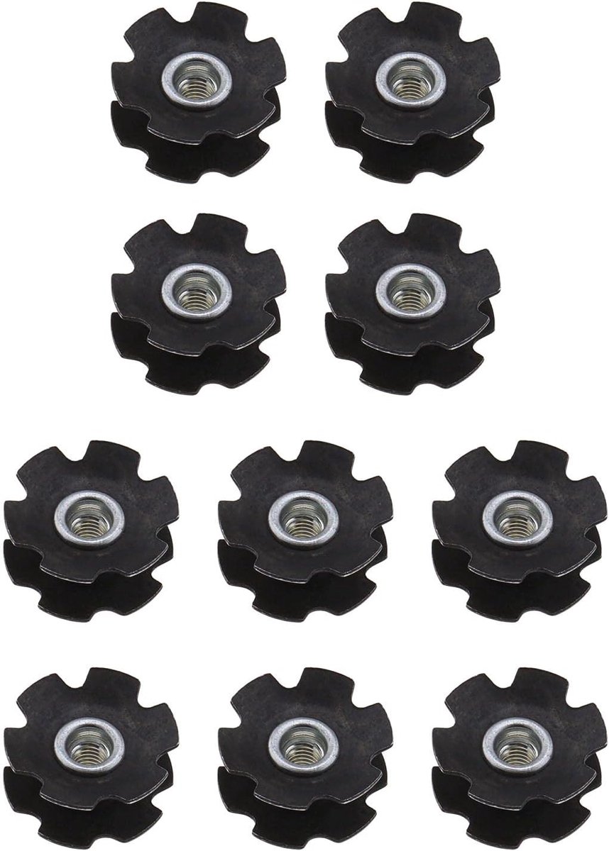 SnelShoppen - 10 Stuks Fiets Voorvork Star Nut 1-1/8 Inch Geschikt voor Mountainbike, Racefiets en Hybride Fietsonderdelen, Duurzaam Metaal