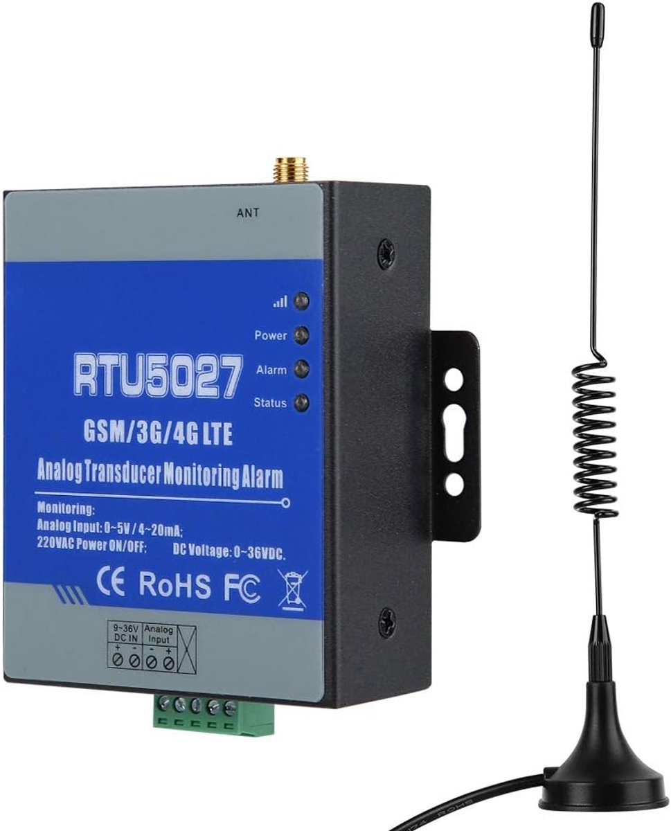 SnelShoppen - RTU5027 GSM Stroomuitval Alarm Systeem, GSM 3G/4G LTE Alarm voor Voltage Circuit Monitoring, Temperatuur- en Spanning Alert (100-240V EU