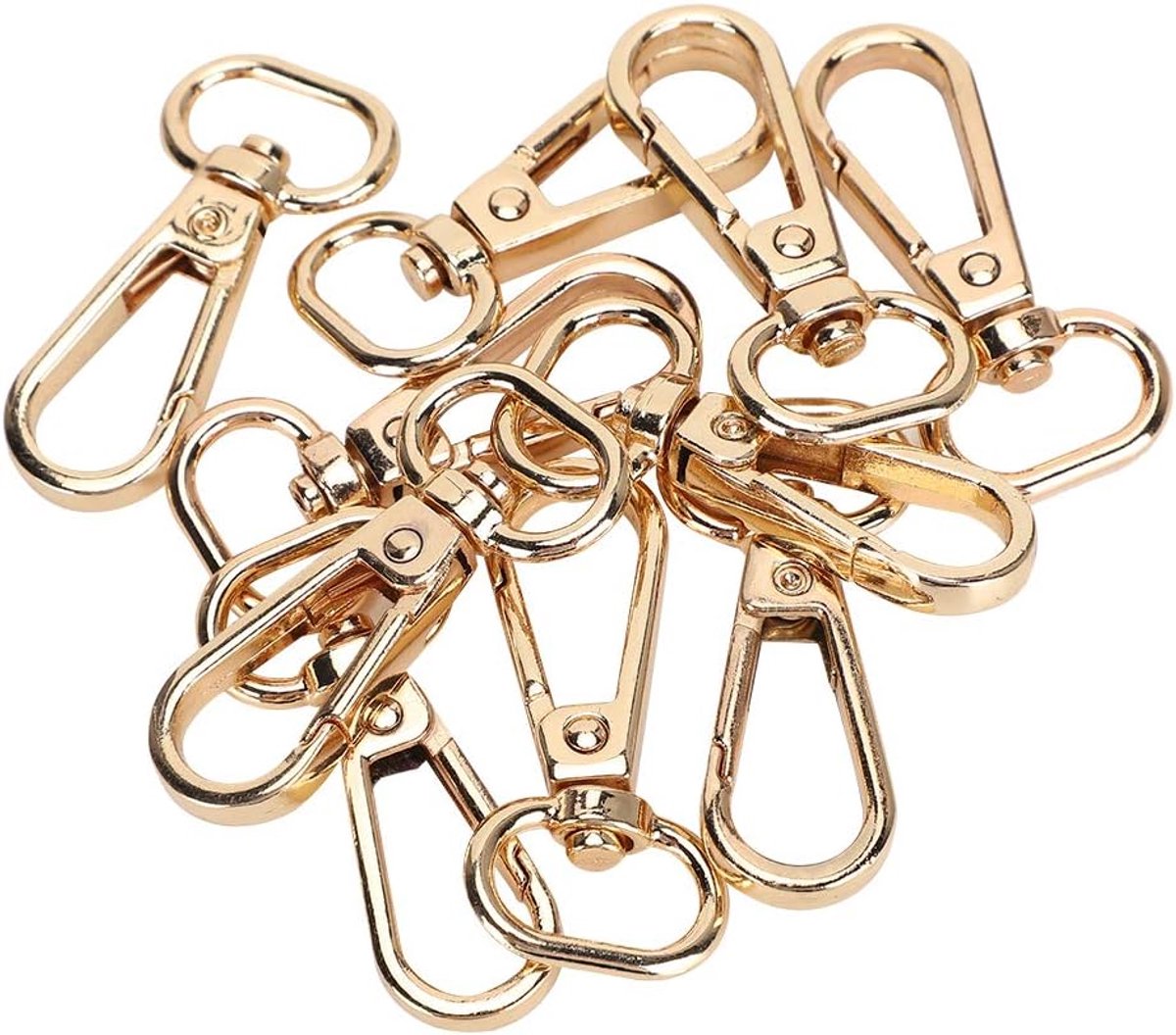 SnelShoppen - Sleutelhanger, Messing Lanyard Karabijnhaak, 10 stuks Lichtgewicht Handig voor Sleutelhanger, Hondentuigen, Leer, Kabels