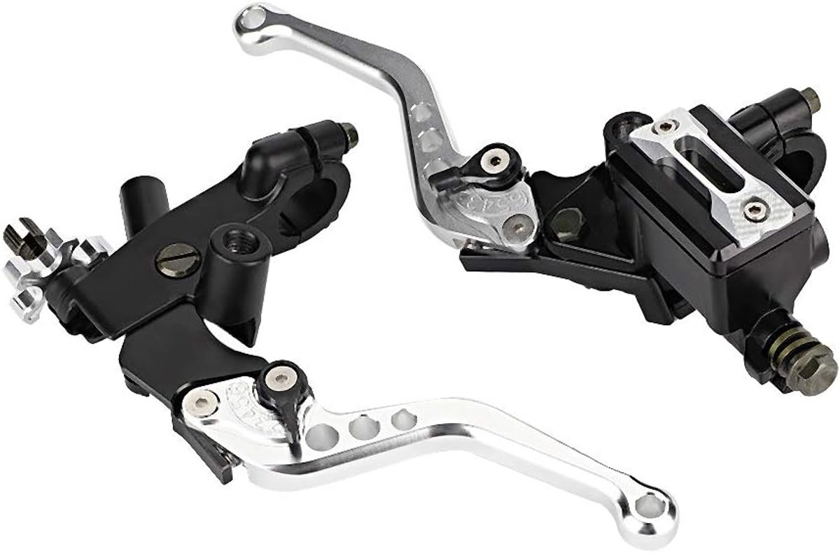 SnelShoppen - Universele Motorrem Koppelingscilinder Reservoir Hendels Set 7/8" (22mm) CNC Aluminium Zilver - Duurzaam en Eenvoudig te Installeren
