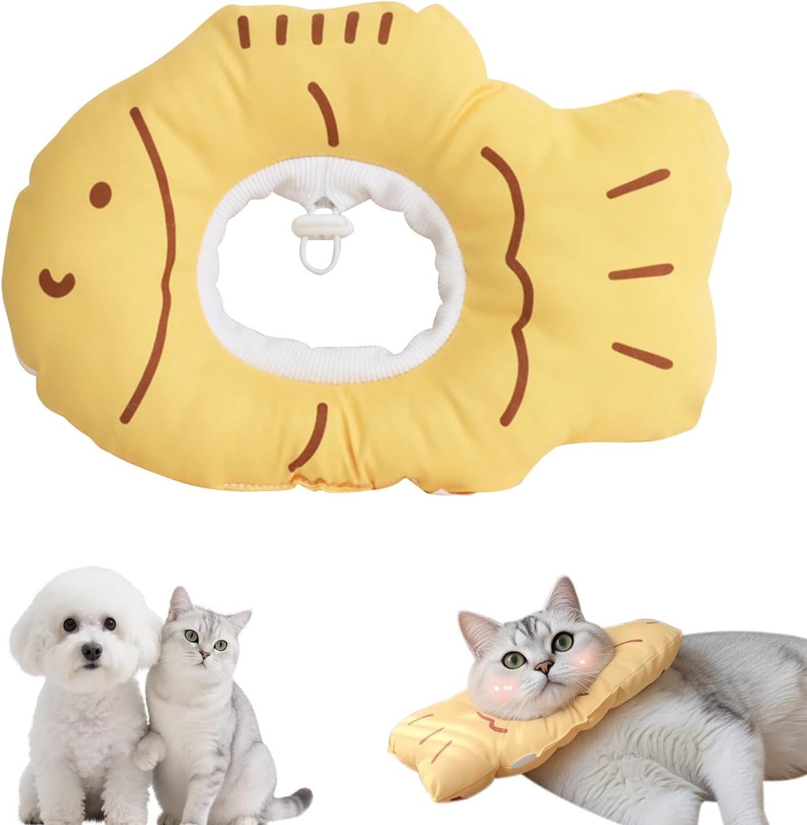 SnelShoppen - Elisabethaanse halsband voor katten, zachte en verstelbare vishalsband, beschermende halsband voor katten, hoogwaardig polyestermateriaa