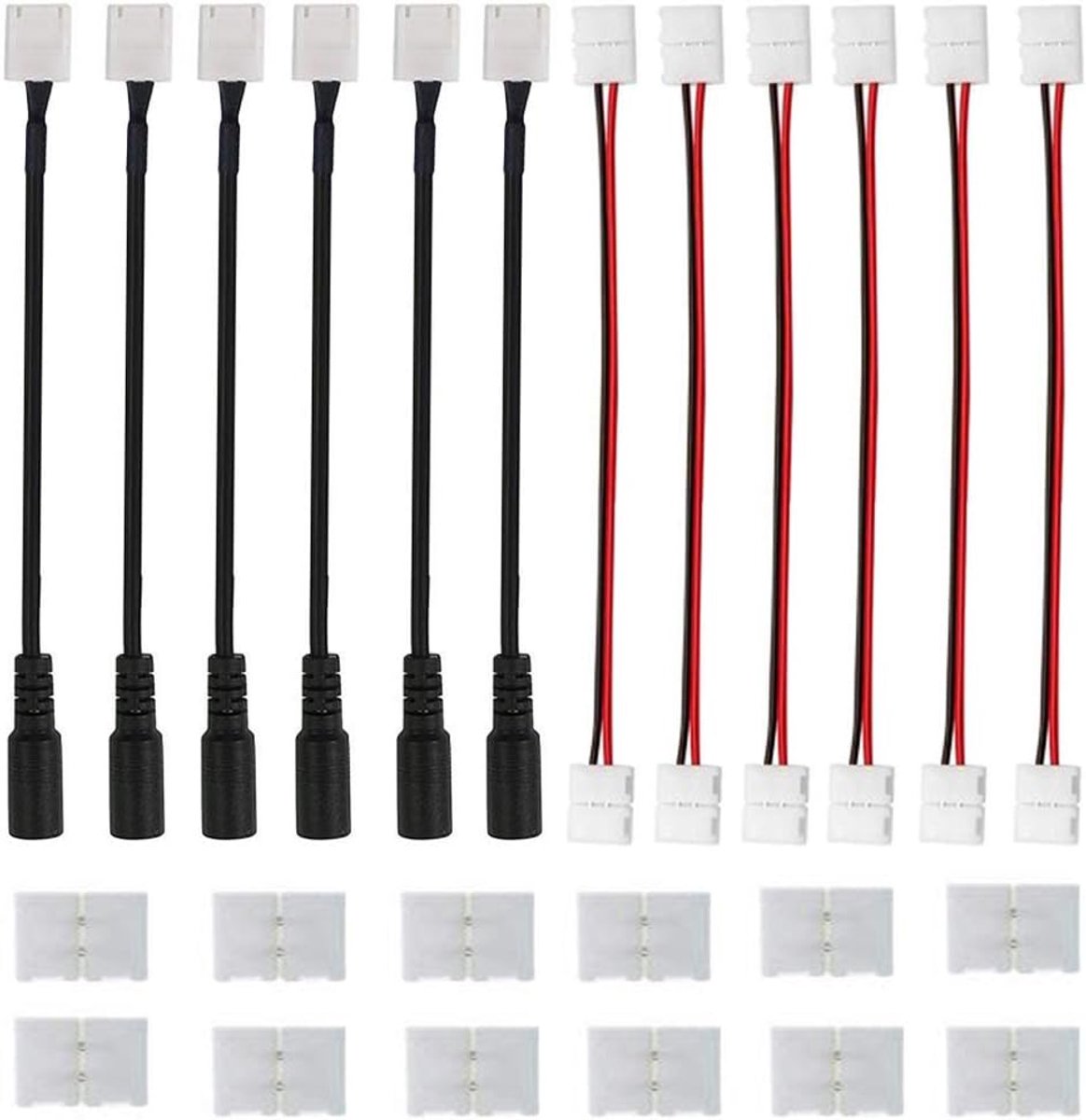 SnelShoppen - 2 Pin DC Connector LED Strip Connector met Adapter 5.5 mm x 2.1 mm voor 8 mm Brede SMD 3528 2835 LED Strips Monochroom, Eenvoudige Insta