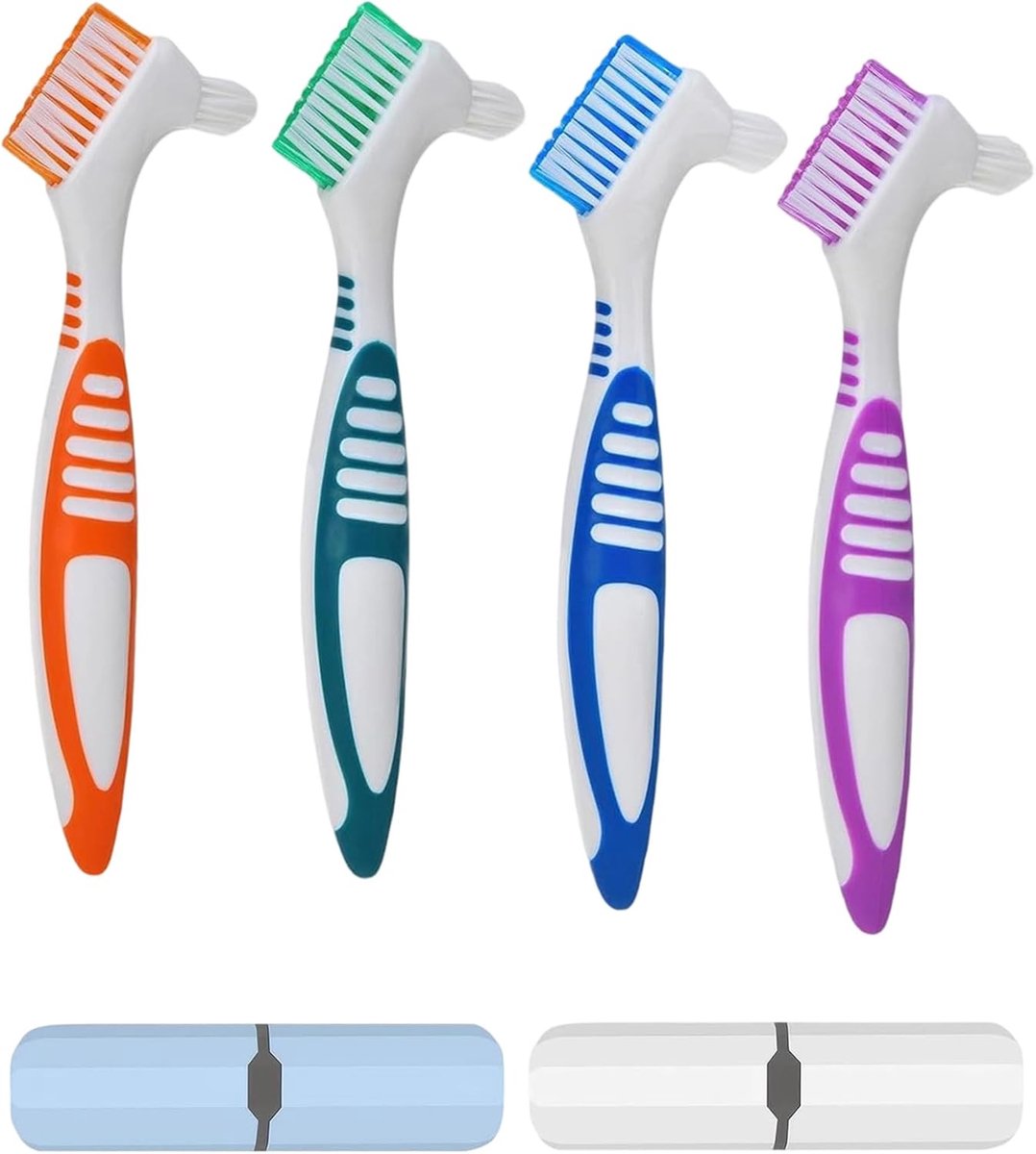 4 Pcs Toothbrushes for Dentures, Double Head, Precision Tip, Ergonomic Brush for Teeth, Tooth Rail Alignments, Retainer - ShopVlot