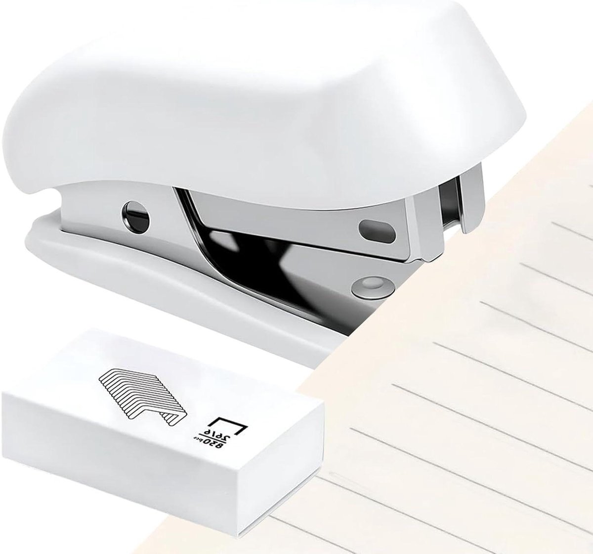 Mini nietmachine - Kleine nietapparaat - Papier organiseren - Ingebouwde nietjesverwijderaar - 12 vellen - Wit