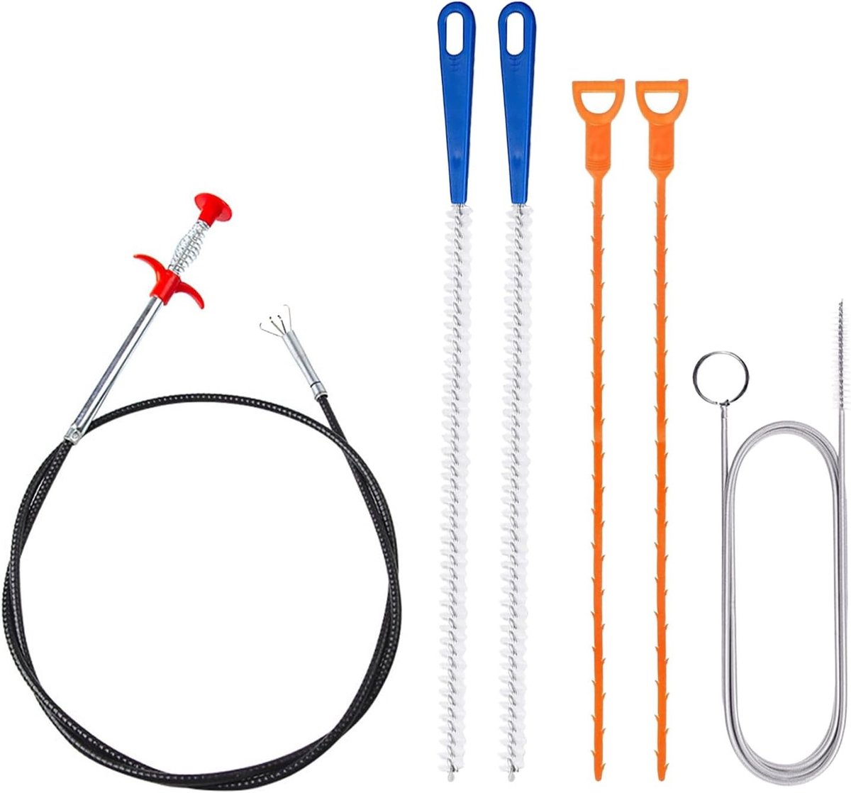 Spiraalvormige Ontstopper - Roestvrij - 159 cm - Flexibele Buisreinigingsset - Voor Huishoudelijk Gebruik