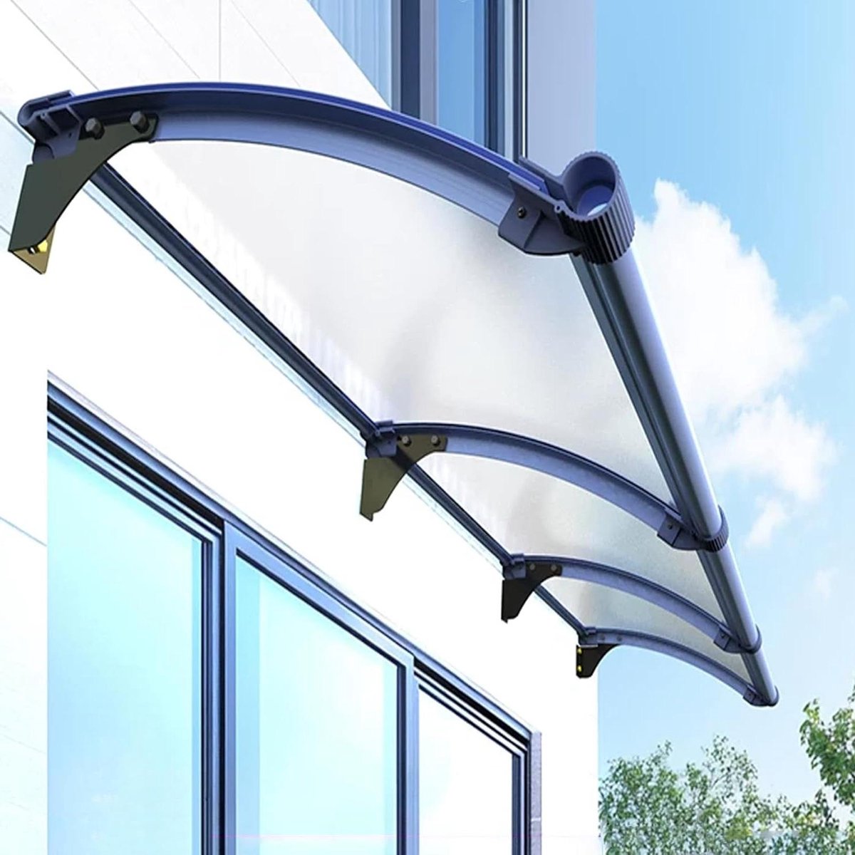 Deur Overkapping - Regenkap Luifel - Entree Beschermen - Aluminium Frame - 80x360cm - Transparant Mat