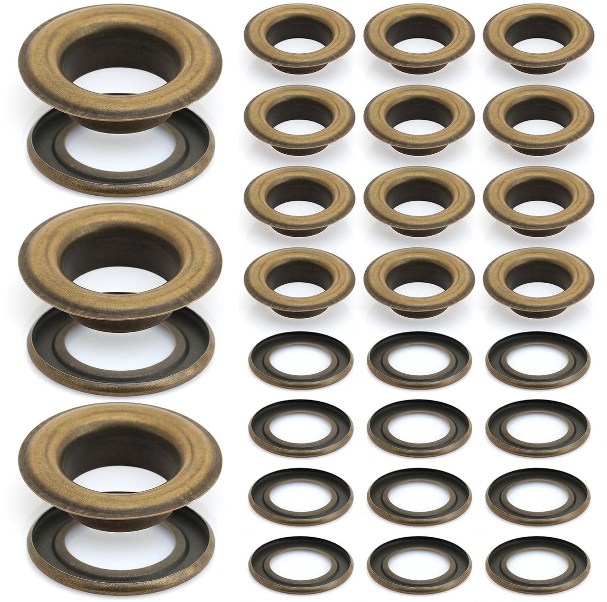 Gat doorvoertules met ringen - Antiek Messing - 10 mm - Set van 100 - Voor Kleding, Leer en Canvas