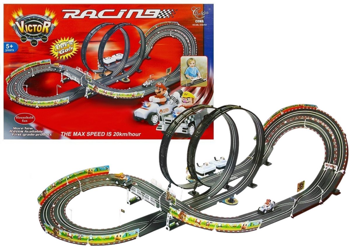 Mario-racebaan met 2 auto's - 452 cm - UNI