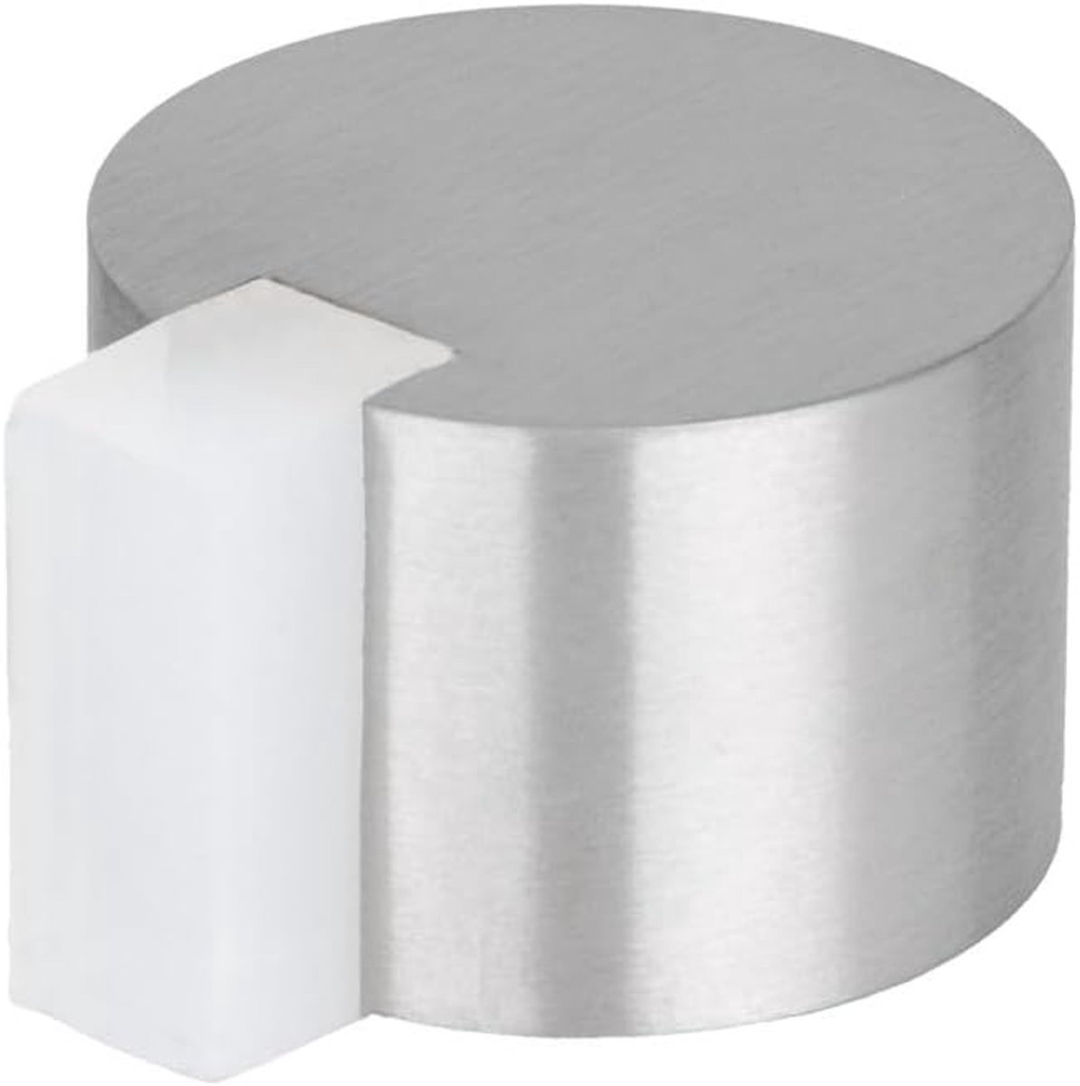 Deurstopper - Mat Gesatineerd Staal - 28 x 20 mm - Roestvrijstalen Deurstopper met Witte Beschermrubber - Voor Vloeren