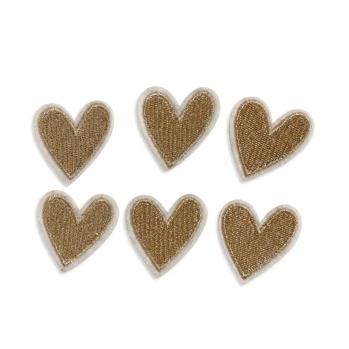 Beige hart patches stofapplicaties 6 stuks voor kleding en tassen geborduurde hartjes opstrijkpatch appliqué set voor naaiprojecten en reparatie