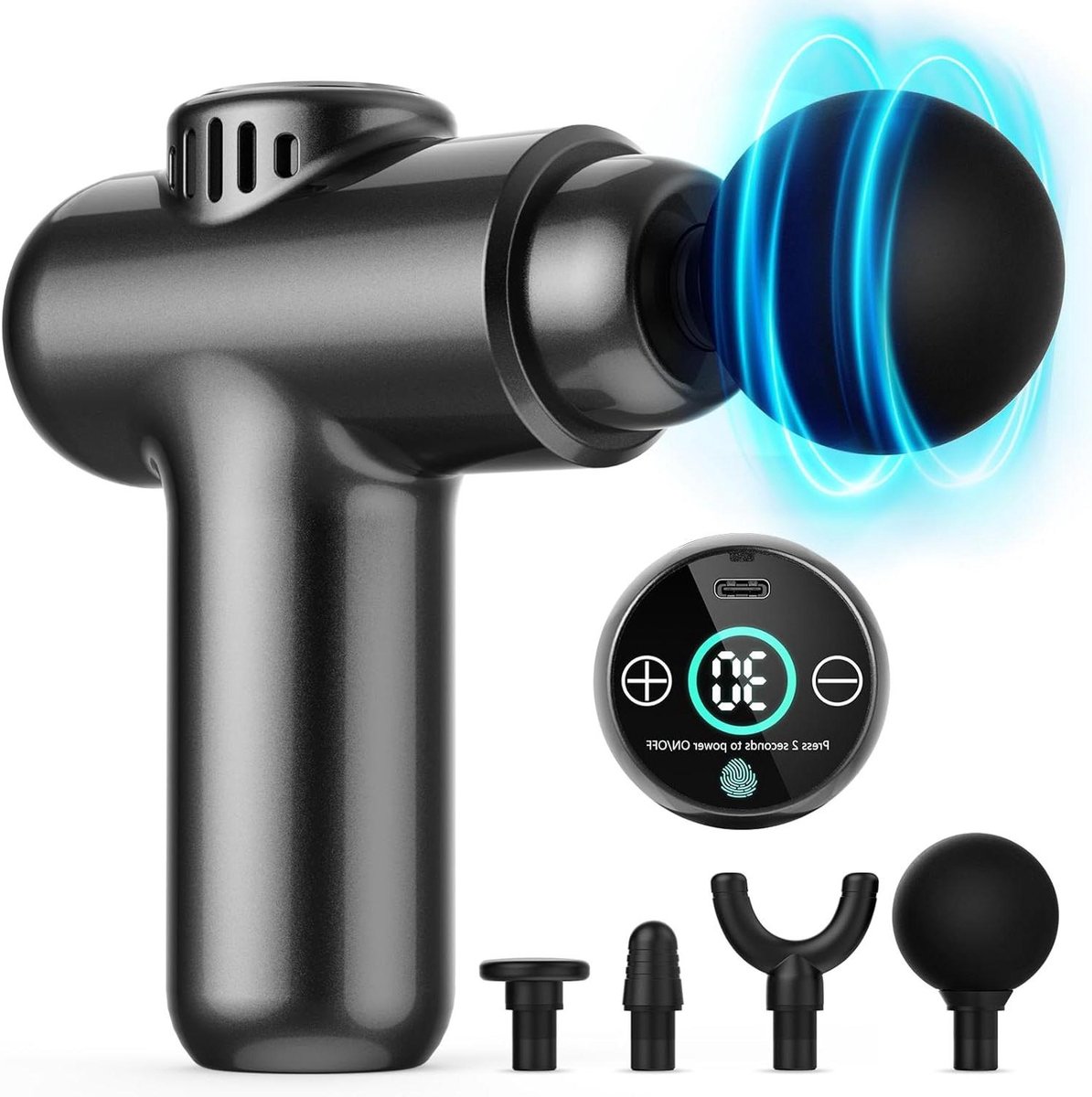 Mini Massage Gun - Spier Herstel Apparaat - Spierontspanning Na Sport - 30 Snelheden LCD Touch