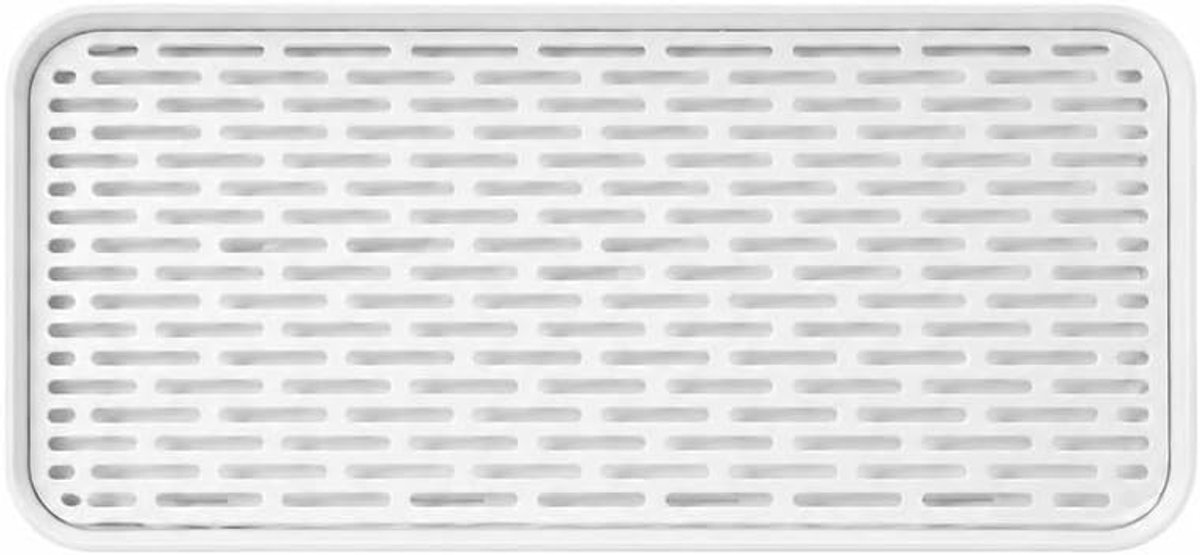 Thijox - Afdruiprek met lekbak voor servies, afdruipmat met opvangbak, afdruiprooster voor keukenspoelbak, wit, 31 x 17,5 x 2,2 cm, ideaal voor dageli