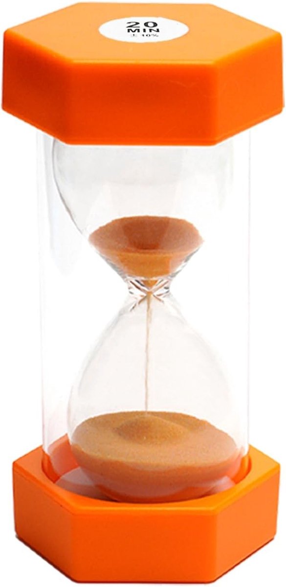 Decoratieve Zandloper voor Kinderen - 20 Minuten Timer voor Klaslokalen, Keukens en Kantoren - Oranje Kleur, Educatief en Functioneel