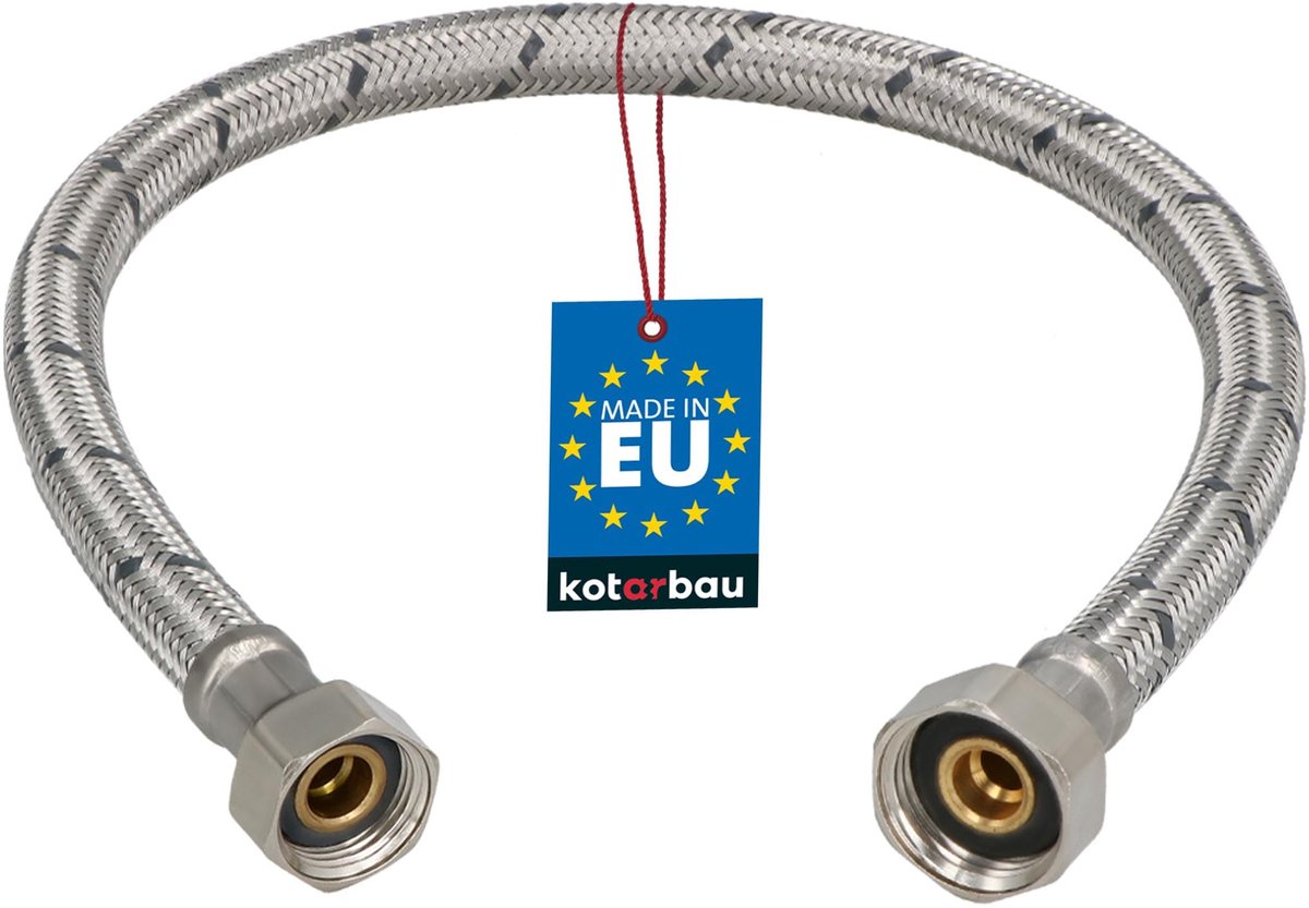 KOTARBAU® Flexibele Aansluitslang 1/2“ x 3/8“ - Flexibele Kraanslang 50 cm - Sanitaire Aansluitslang - Flexibele Verbindingsslang - Aansluitslang Armatuur - met Roestvrijstalen Vlechtwerk