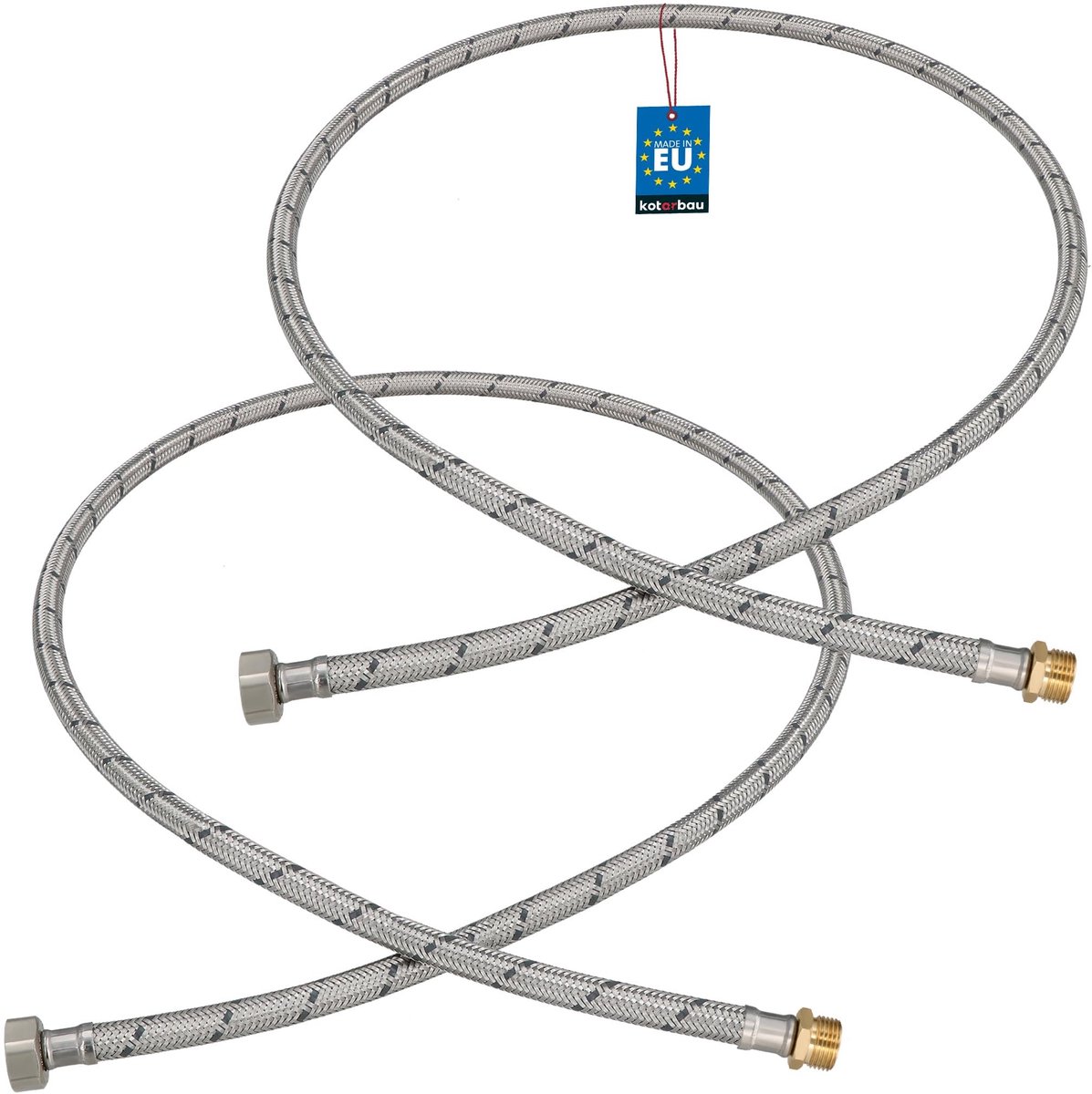 KOTARBAU® 2 Stuks - Flexibele Aansluitslang 1/2"x3/8" - Sanitaire Aansluitslang 140 cm - Flexibele Kraanslang - Buitendraad x Binnendraad - Aansluitslang Armatuur - Gevlochten Roestvrijstalen Aansluitslang