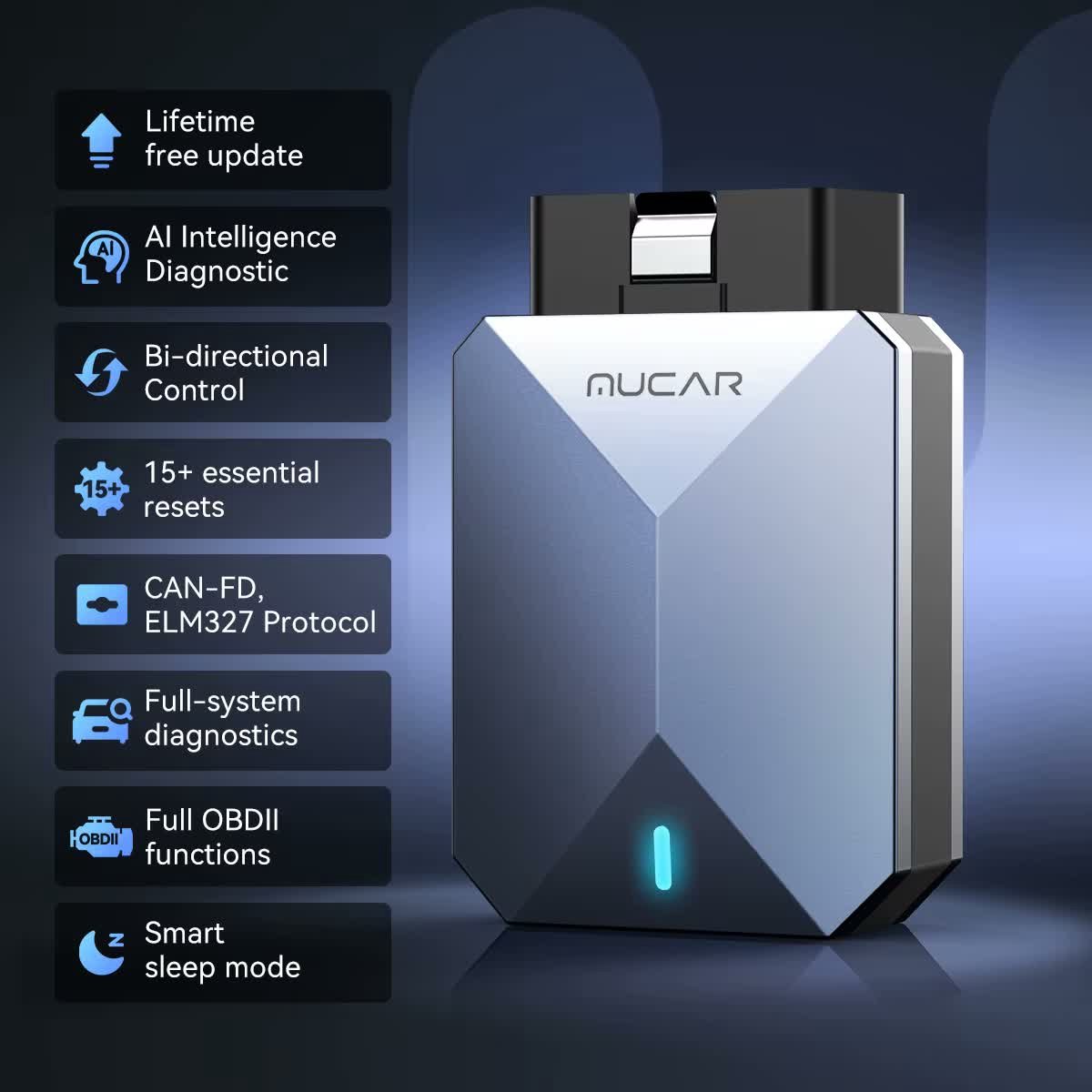 MUCAR BT200 MAX OBD2 Bluetooth scanner - Android en iOS