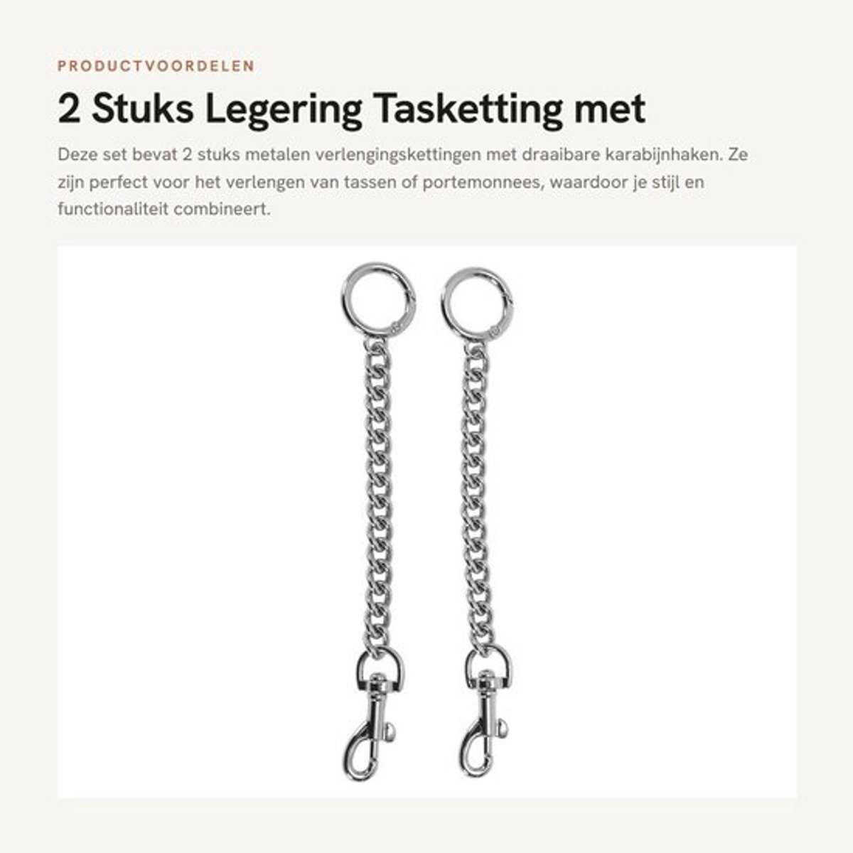 Tasverlengingsketting 2 Stuks - Metalen Verlengketting - Draaibare Karabijnhaak - Kreeftsluiting - Lichtgewicht Legering - 16 cm Lang - Handtasriem