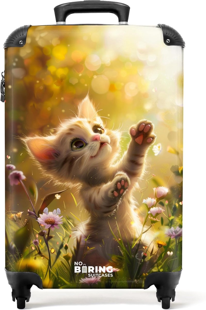 Reiskoffer handbagage 55x40x20 cm - Kattenmotief - TSA-slot - Perfect voor kinderen - ShopVlot