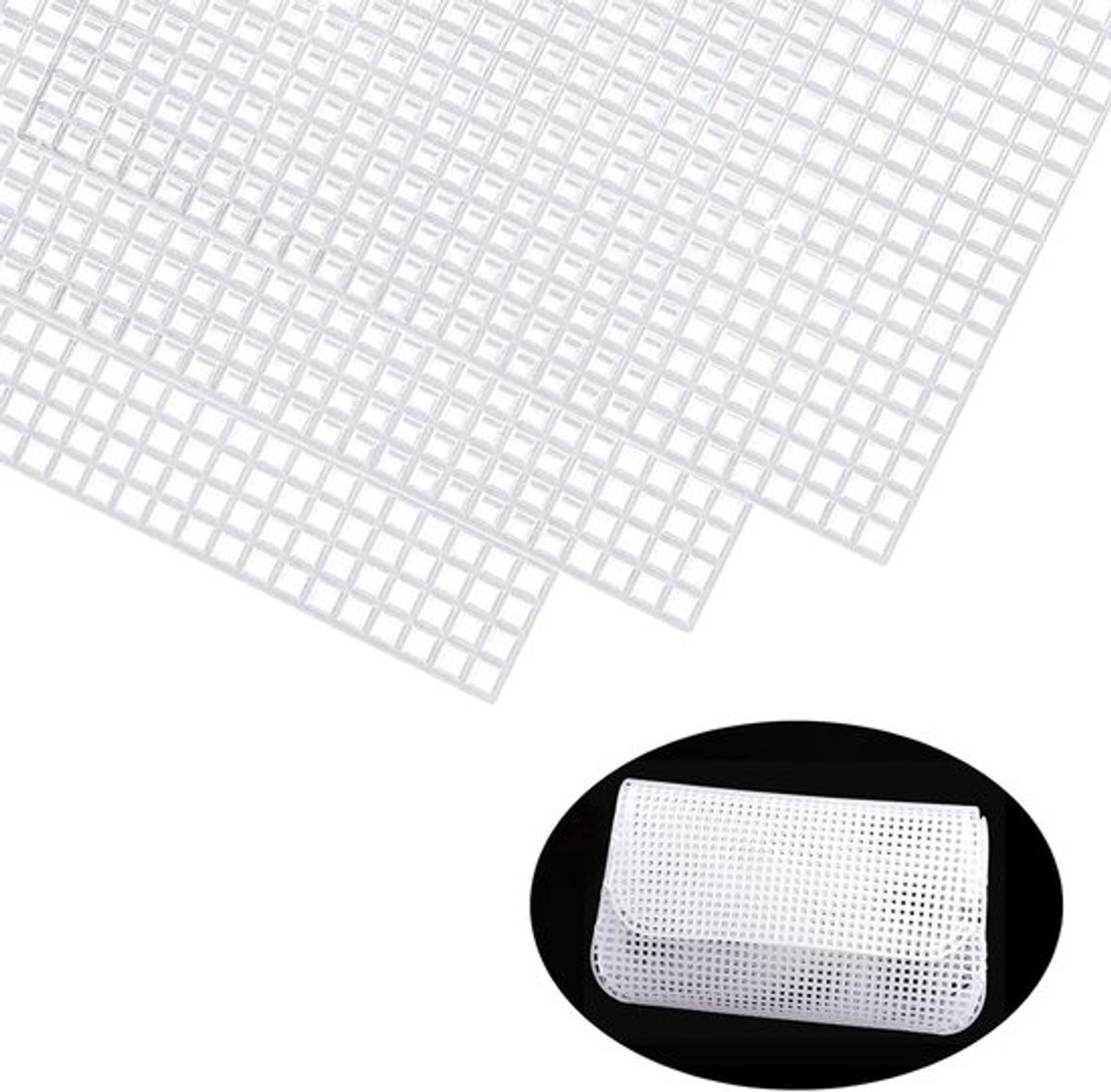 Plastic canvasgaas – Set van 4 vellen polyethyleen voor borduur- en knutselprojecten, 21 x 30 cm (gatdiameter 4 x 4 mm) - Ideaal voor creatieve handwerken en DIY-projecten
