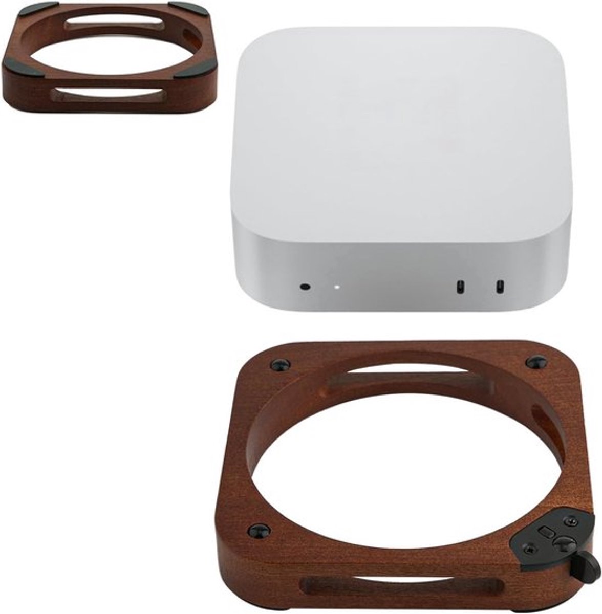 Houten Koelstandaard voor Mac Mini M4 met Dubbel Koelontwerp - Laptop Houder en Accessoires voor Optimale Warmteafvoer en Compatibiliteit met Apple 2024 Mac Mini M4