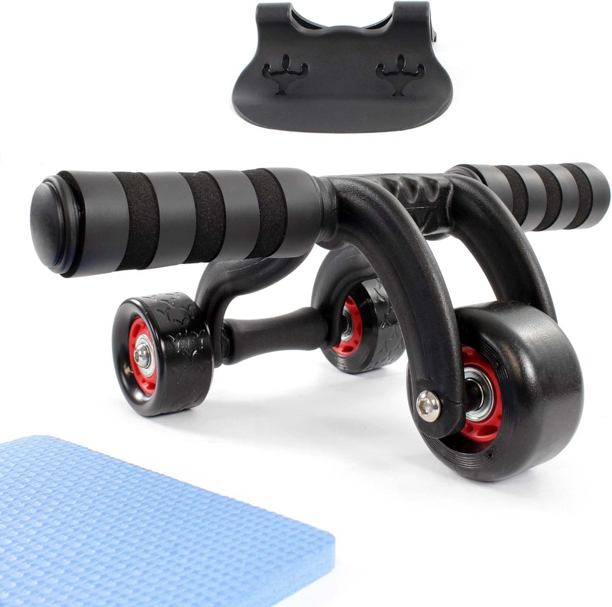 SnelShoppen - Abdominal Roller met Drie Wielen, Stabiliteit, Knie Mat, Abdominale Spier Trainer voor Buik, Borst, Armen, Schouders en Rug, Max. 200 kg