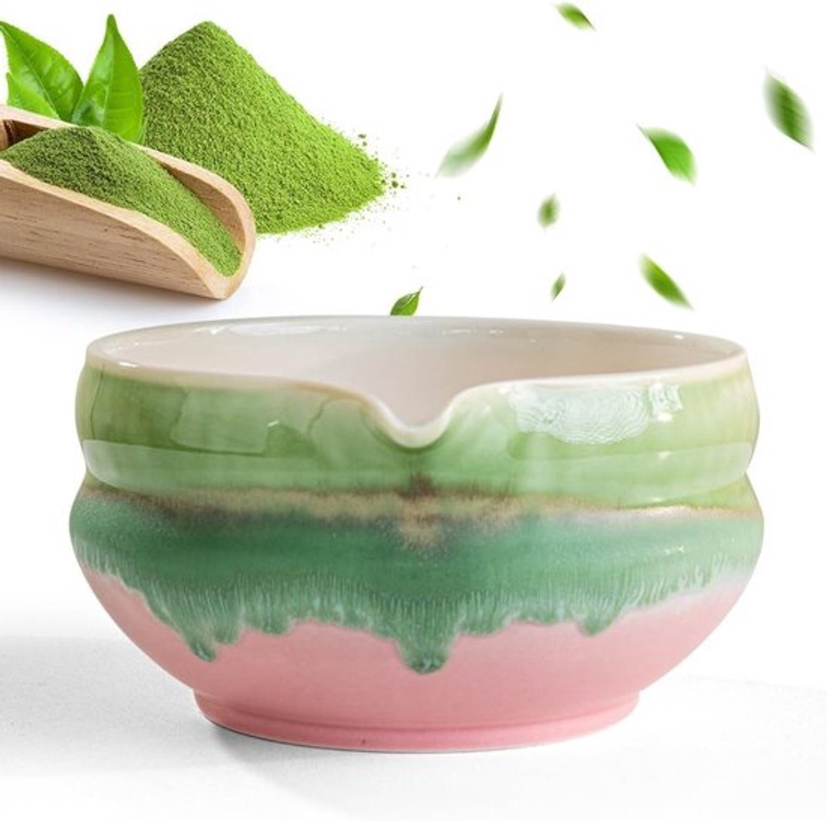 Keramische Matcha Kom met Tuit - Ideaal voor het Maken van Japanse Thee, Latte en Koffie, Perfect Cadeau voor Theeliefhebbers