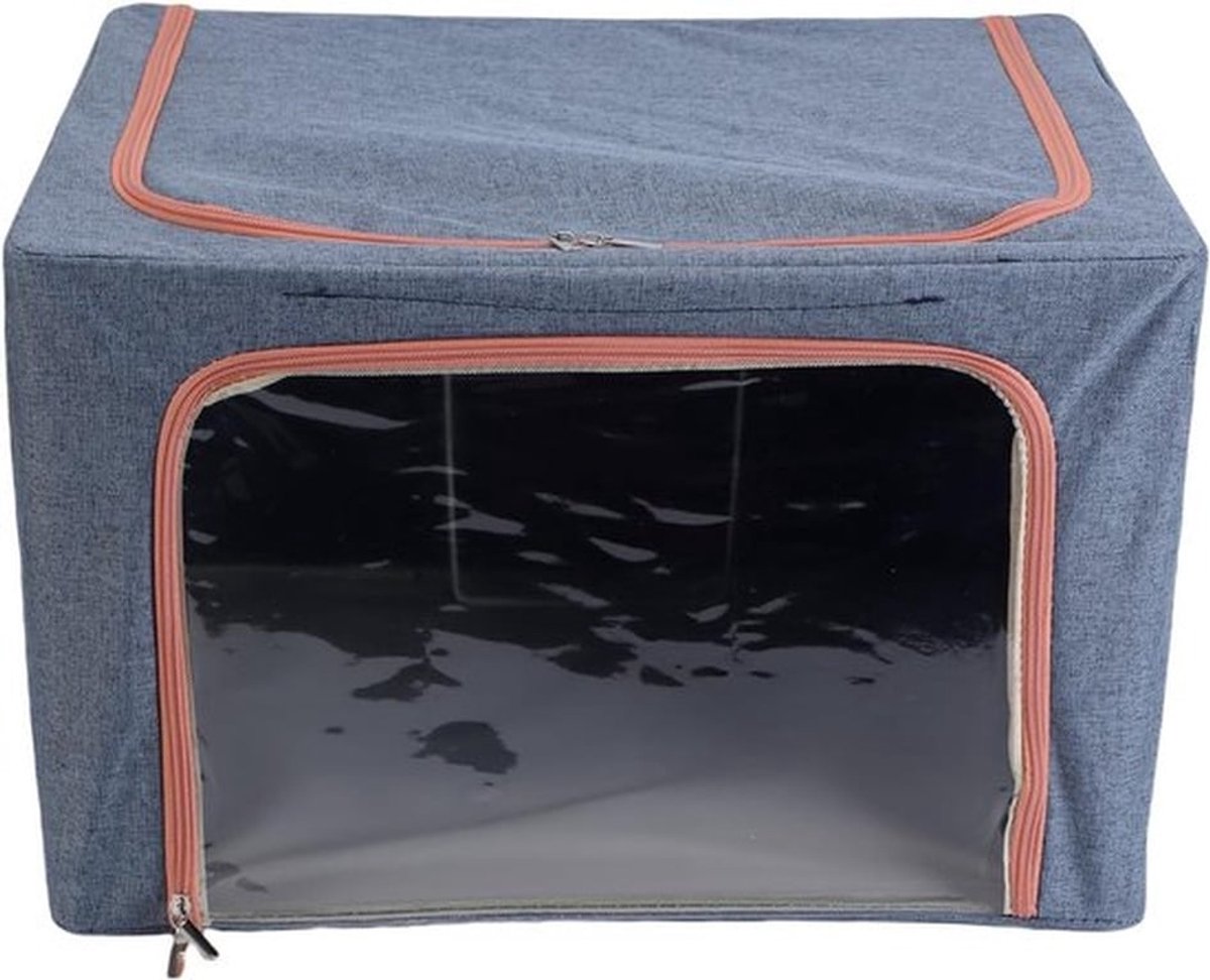 Marineblauwe Kleding Opslagbak met Roestvrijstalen Frame voor Dekbedden, Dekens en Kussens, Ideaal voor Jassen en Truien (66L)