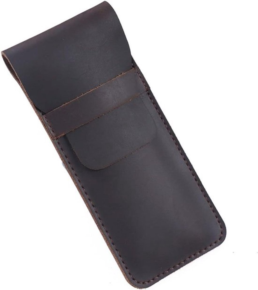 Handgemaakte Leren Pennenhouder - Beschermhoes voor Pennen, Crazy Horse Stijl, Koffiekleur, Perfect voor Kantoor en Reizen