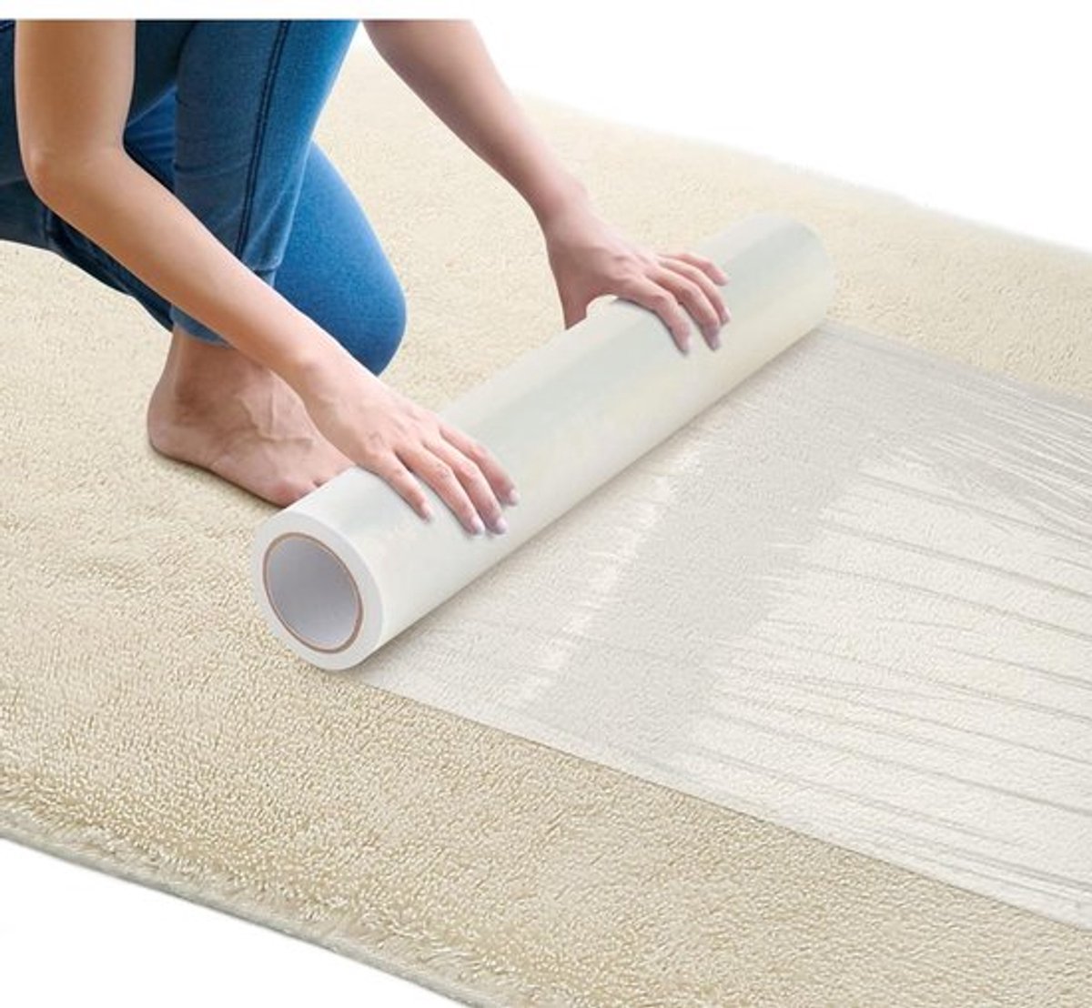 Grote Transparante Zelfklevende Vloerbeschermfolie 60cm x 100m - Tijdelijke PE Plastic Bescherming voor Vloeren, Waterdicht en Stofdicht voor Huizen en Bouwprojecten